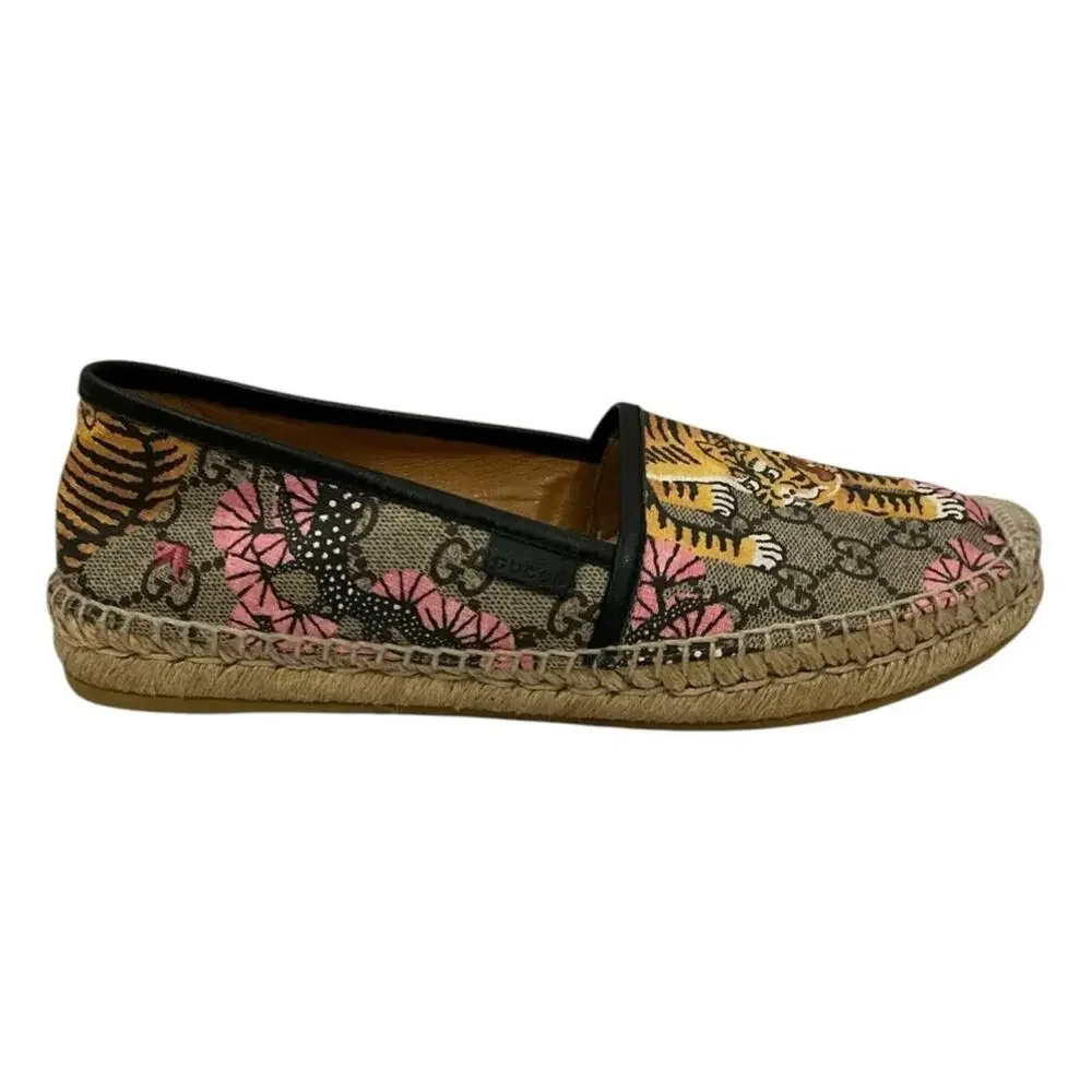 Gucci Bengal Tiger Floral Supreme Monogram Canvas Rare Espadrilles Size 7 1/2 - Picture 3 of 13
